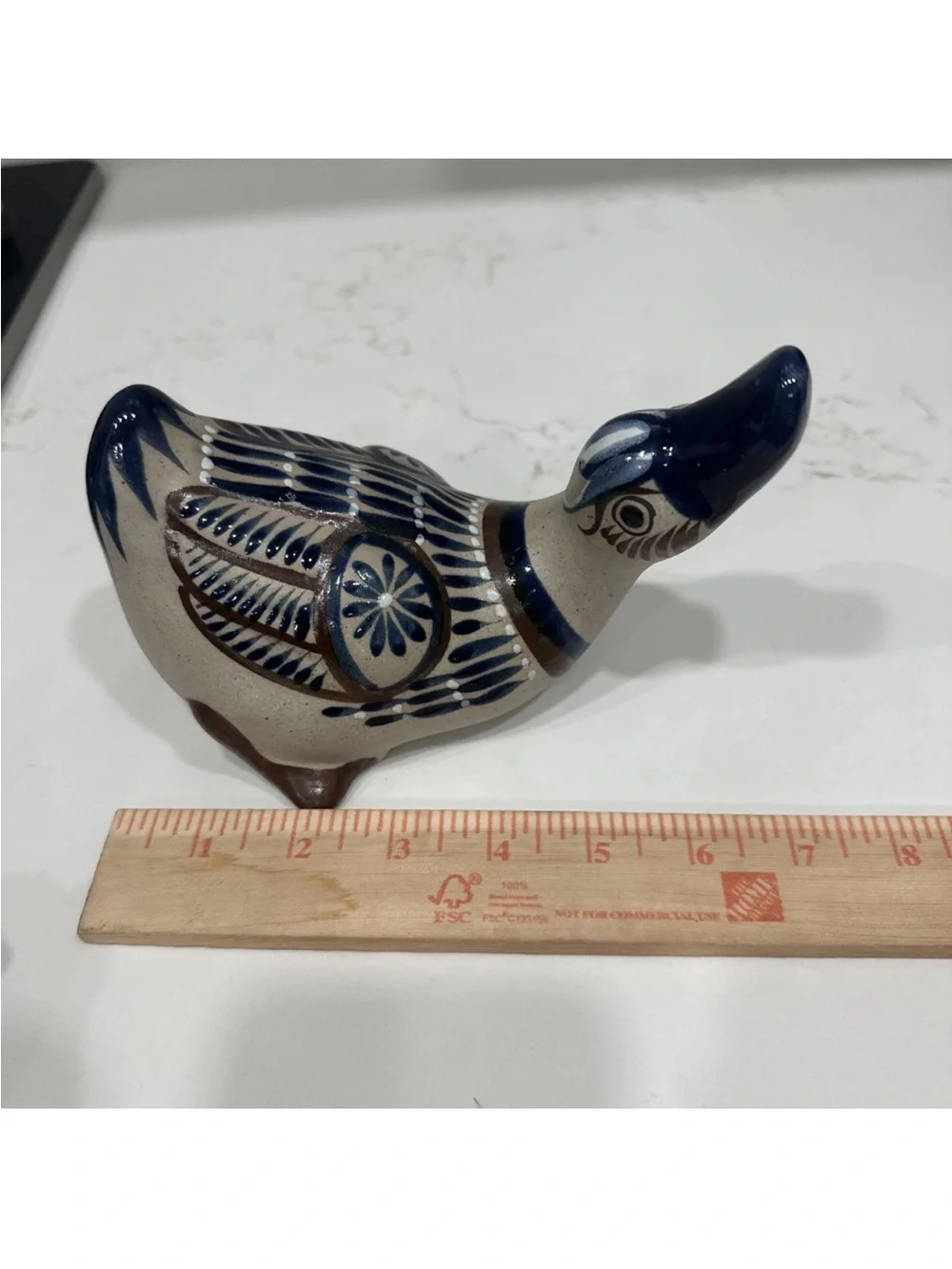 Vintage Tonala Mexico Pottery Duck Figurine Hand Painted Folk Art Bird